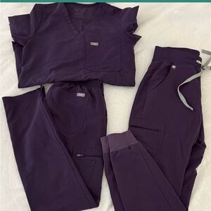 Figs Women's Deep Purple Jogger Set (3 pcs)